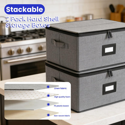 Wine Glass Storage Moving Box with Dividers 2 Pack, Holds 24 Glasses Containers Hard Shell, Glassware Stemware Holder, Packing Boxes with Lid Handle, Essentials for Glass Moving Organizing Gift