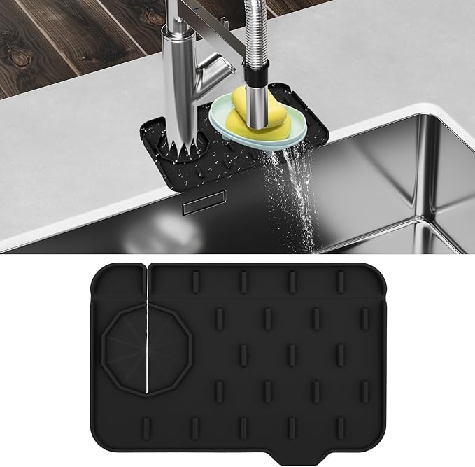 Sink Faucet Splash Guard Mat Silicone Soap Dish Pad Faucet Handle Drip Catch
