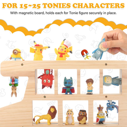 RZYLKA Car for Tonies Box Figures Characters Organizer Storage Shelf Wall Mounted, Bus Wooden Magnetic Floating Shelves for Tonies Characters, Display Collection 15~25 Characters