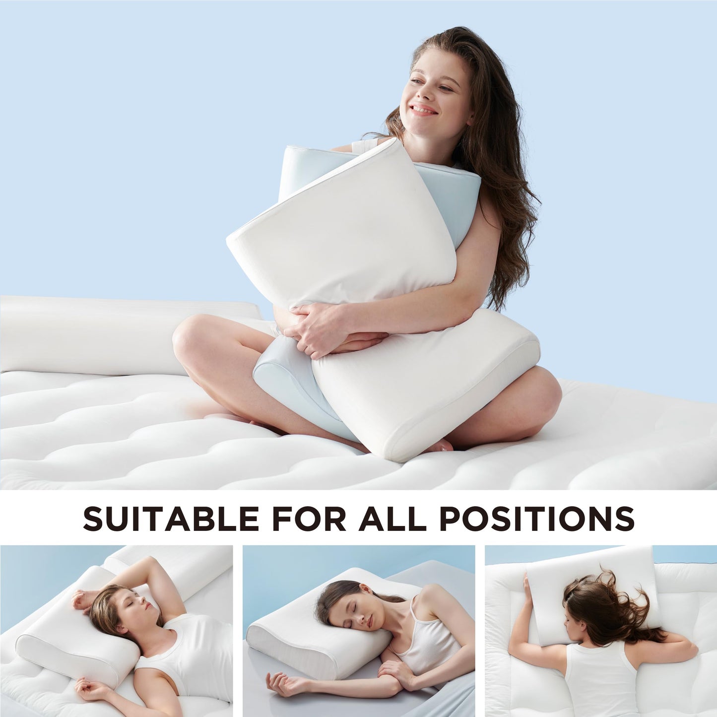 Bedsure Cervical Neck Support Pillow for Sleeping, Ergonomic Odorless Memory Foam Cervical Contour Orthopedic Pillow for Neck Pain Relief, for Side, Back, Stomach Sleeper
