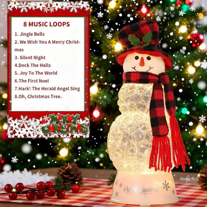 12" H Christmas Snowman Snow Globes Decorations, Snow Globe Lamp - Xmas Musical Box Holiday Decor with Timer, USB Power, Best Christmas,New Year Gift for Men,Women,Kids,Friends