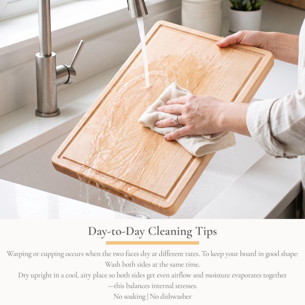 Vandroop Hard Maple Cutting Board for Kitchen - 16"x10"x1.06" Reversible Wood Chopping Board with Juice Groove, Edge Grain Butcher Block