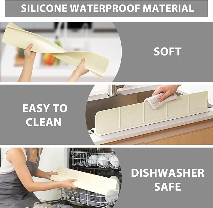 23Inch Sink Splash Guard – Extended Length & Tall Silicone Kitchen Sink Splash