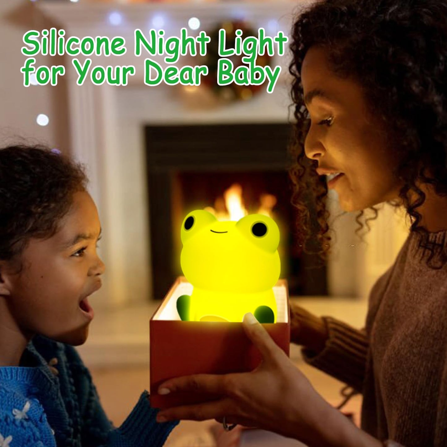 SMOORITA Night Light for Kids, Cute Frog Night Lamp Bedroom Nightlight for Girls Boys Teens, USB Rechargeable Silicone Animal Nightlight Christmas Birthday Gifts, Room Decor