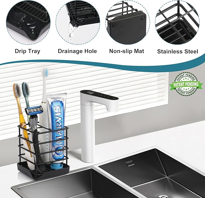 Toothbrush Holders for Bathrooms, Stainless Steel Bathroom Toothbrush Holder