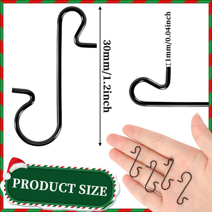 SEPGLITTER 240 PCS Christmas Ornament Hooks Black Metal Wire Hooks S-Shaped Hangers with Storage Box for Hanging Christmas Decoration