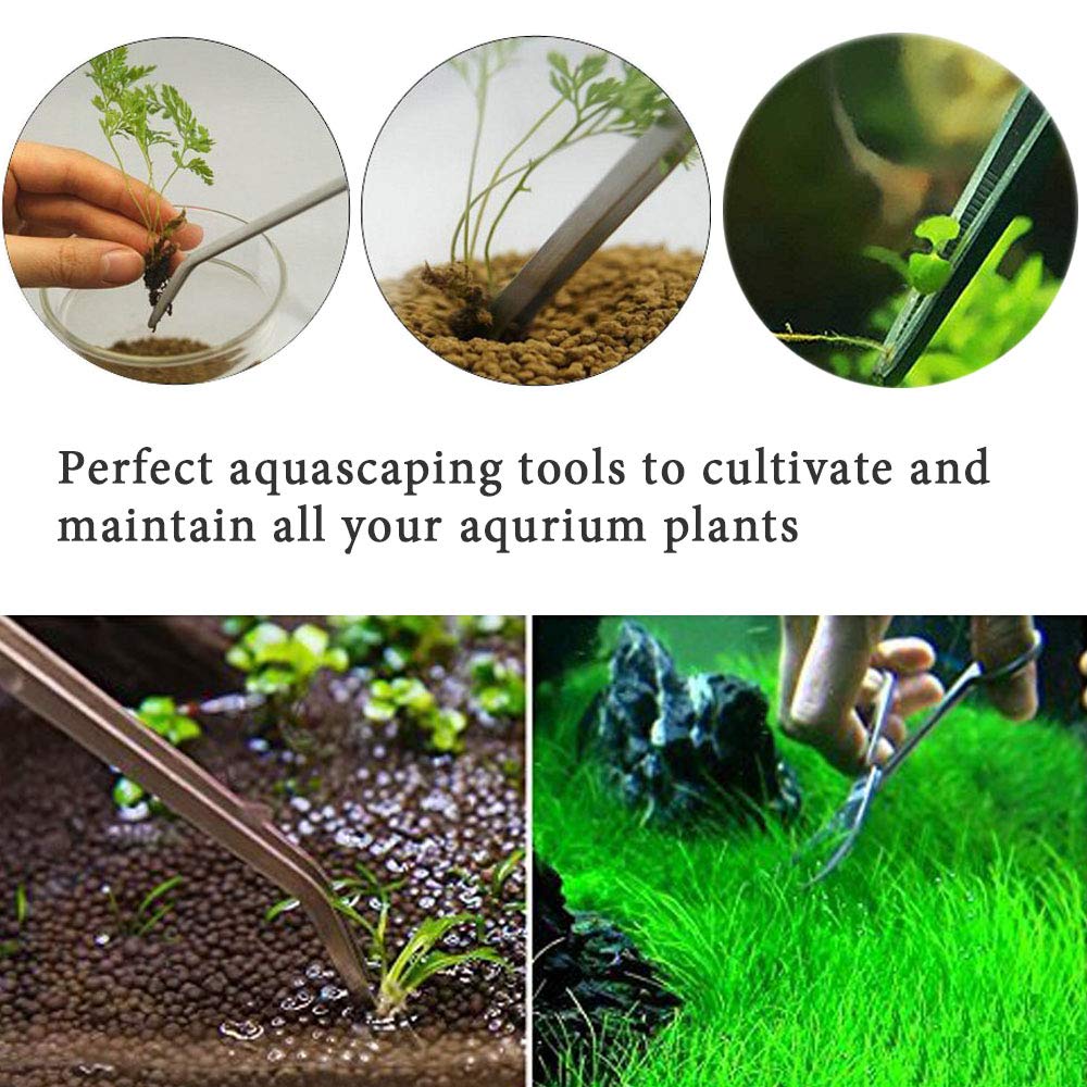 Aquarium Tools, Stainless Steel Aquascaping Tools- 4 in 1 Aquatic Plants Tweezers Scissors Spatula Cleaning Tool Set for Fish Starter Kits & Aquariums Tank Plants Kit