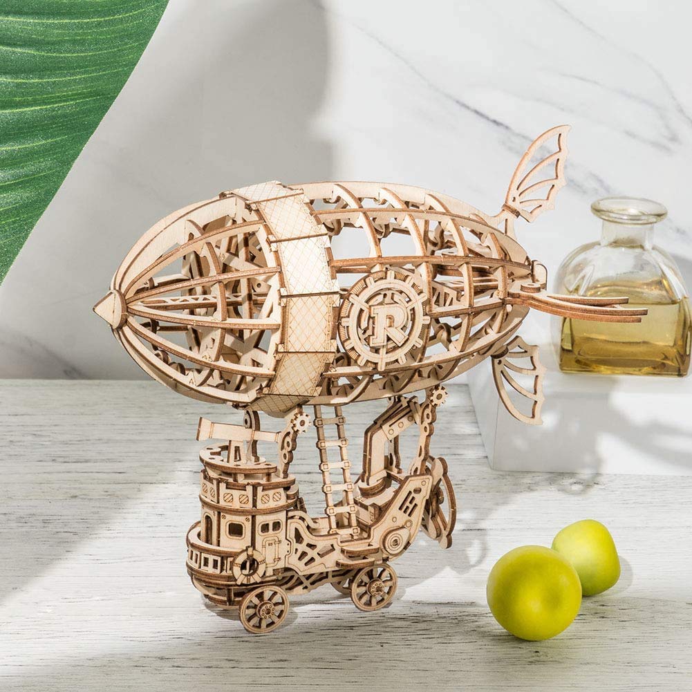 Rolife Wooden Model Kits for Adult to Build 3d Wooden Puzzle Woodcraft Construction Kit 3D Puzzle (Airship)