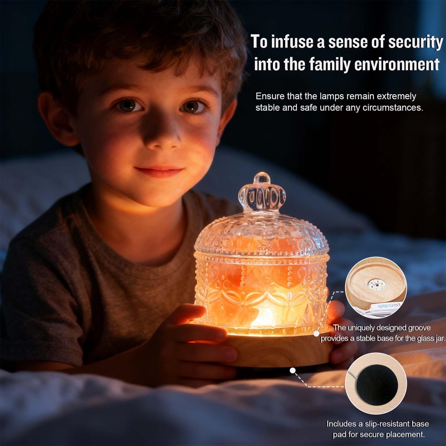 Runyangshi Himalayan Salt Lamp Night Light - Natural Crystal Stones, 3 Lighting Modes with 10 Brightness Levels, Kid & Pet Friendly Design, USB Powered, Ideal for Home and Decor & Gift