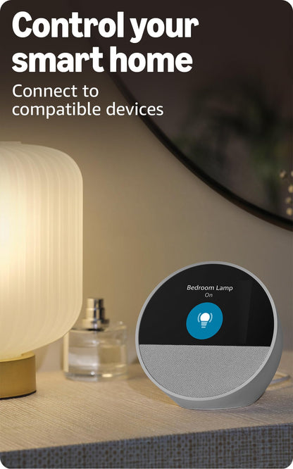Amazon Echo Spot (newest model), Great for nightstands, offices and kitchens, Smart alarm clock with Alexa, Black