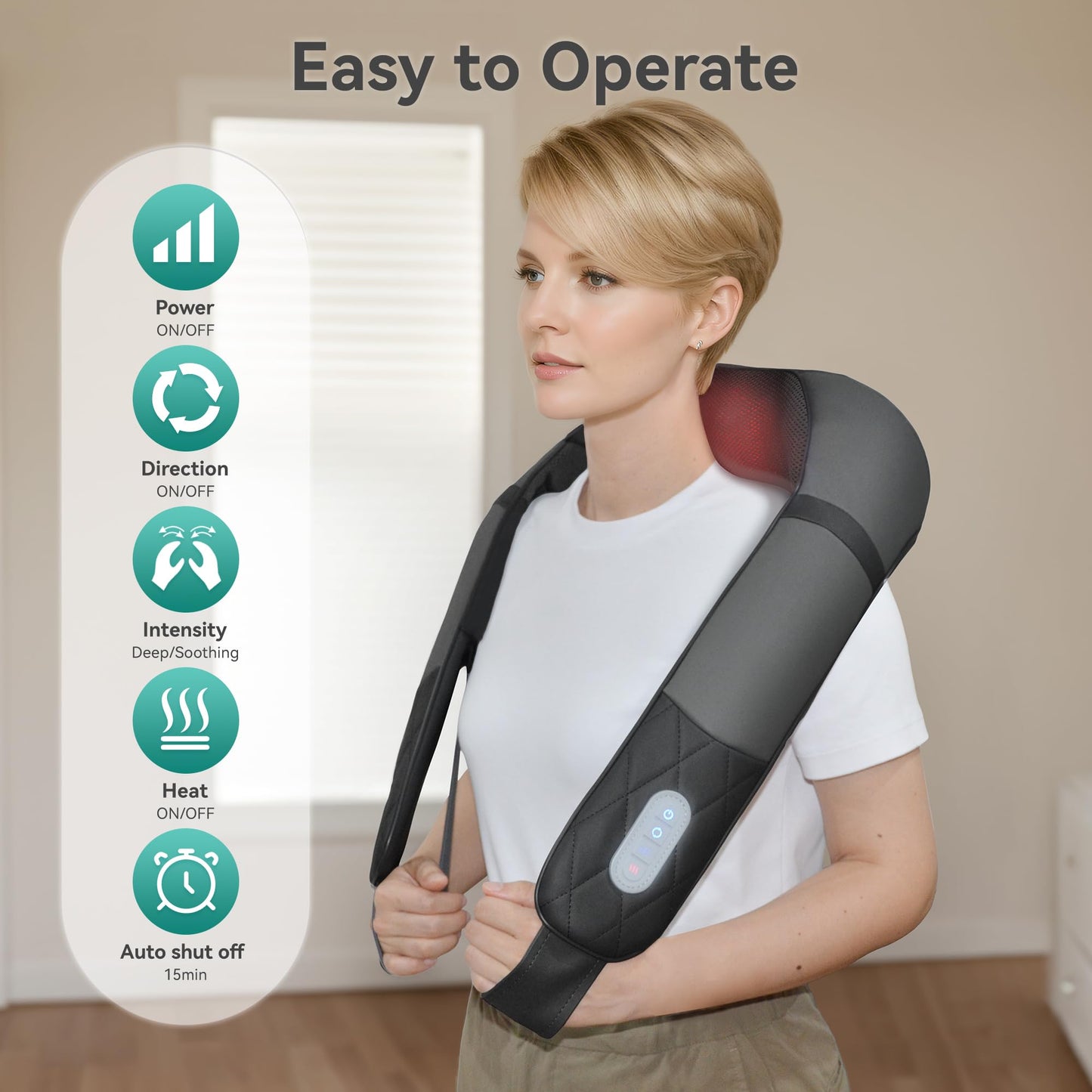 Snailax Cordless Massager - Shiatsu Neck and Shoulder Massager with Heat, Portable, Lumbar, Back Electric Massage Pillow, Christmas Gift