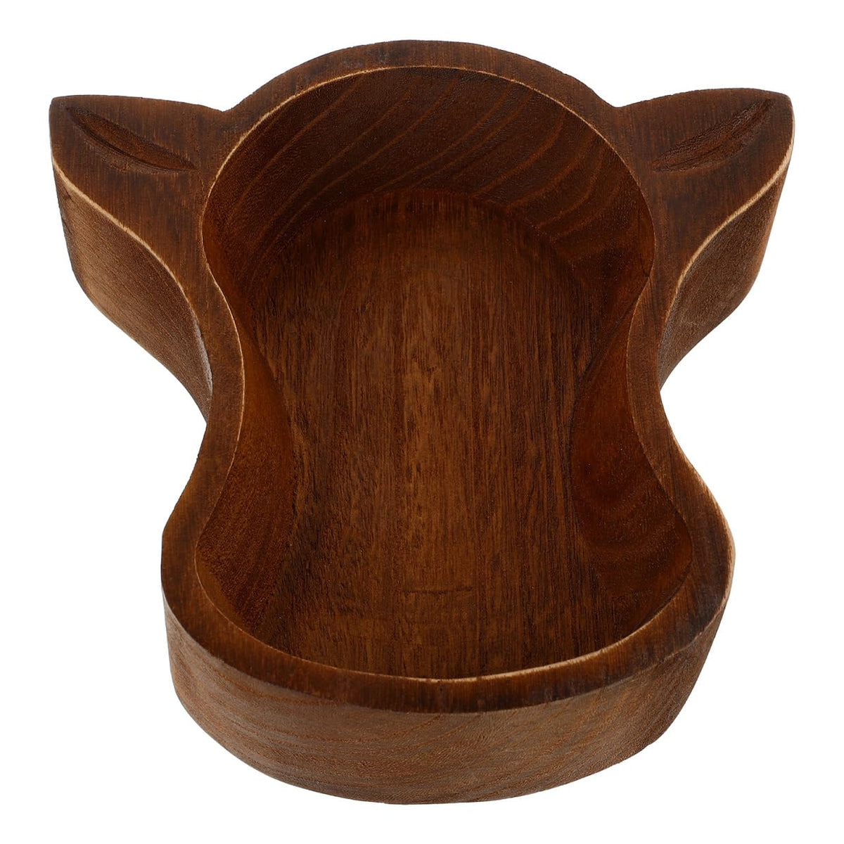 PRETYZOOM Cow Head Wood Serving Bowl 7.75 Inch Rustic Fruit Bowl Nut Dish Decorative Snack Plate for Home Kitchen Dining