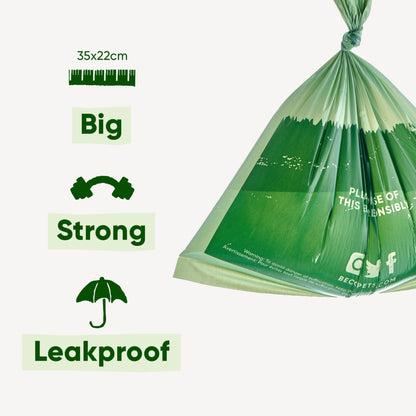 Beco Dog Poop Bags Rolls - Strong & Large - 120 Bags (8 Rolls of 15) Unscented, Dispenser Compatible for Dog Waste