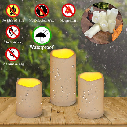 Artmarry Flameless Candles 4" 5" 6" Set of 6 Ivory Waterproof Pillars 3" Diameter Battery Operated Flickering Candles Include 10-Key Remote Timer Function 400+ Hours by 2 AA Batteries (6 Pack)