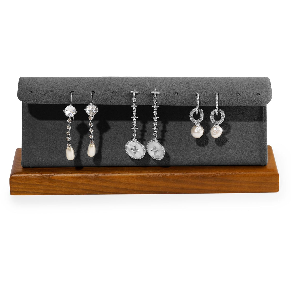 Woodten Solid Wood Jewelry Earrings Display Stand Small Jewelry Display for Long Earrings(Grey)