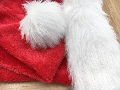 ALIMITOPIA 5 Feet Long Christmas Santa Hat,Overlength Plush Christmas Santa Claus Xmas Long-tail Cap Hat(One Size Fits All,Red)