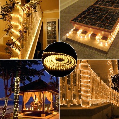 Brizled Warm White Rope Lights, 18ft 216 LED Rope Lights Waterproof, 120V Plugin White Christmas Light Connectable with Clear PVC Tube, Indoor/Outdoor Decorative Tube Light for Backyards, Garden Patio