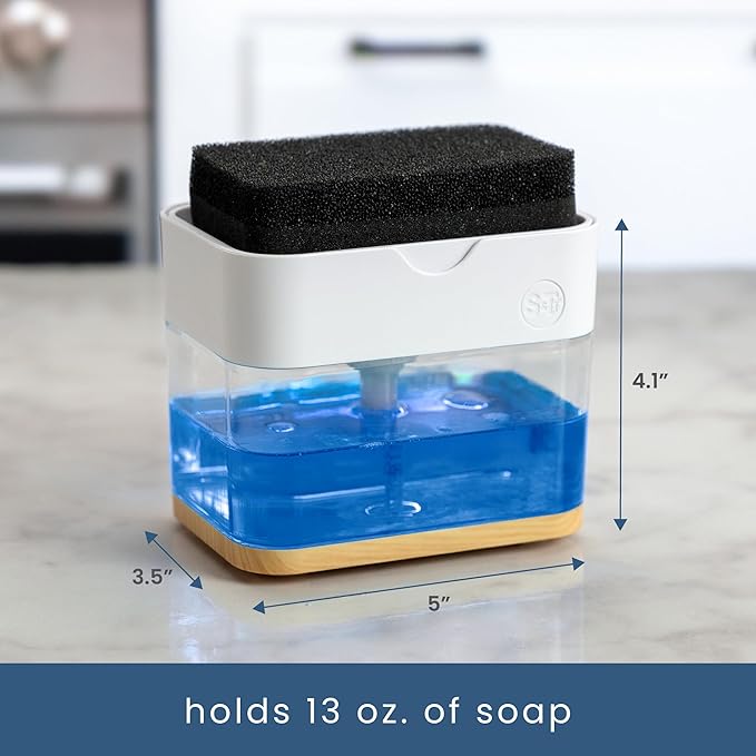 S&T INC. Dish Soap Dispenser and Sponge Holder