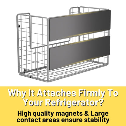Ofiray-home Magnetic Fridge Shelf, Fruit Potato & Onion Storage Bins, Pantry Organizers, Large Container Basket for Refrigerator, Kitchen Counter, Cabinet (2, Silver)
