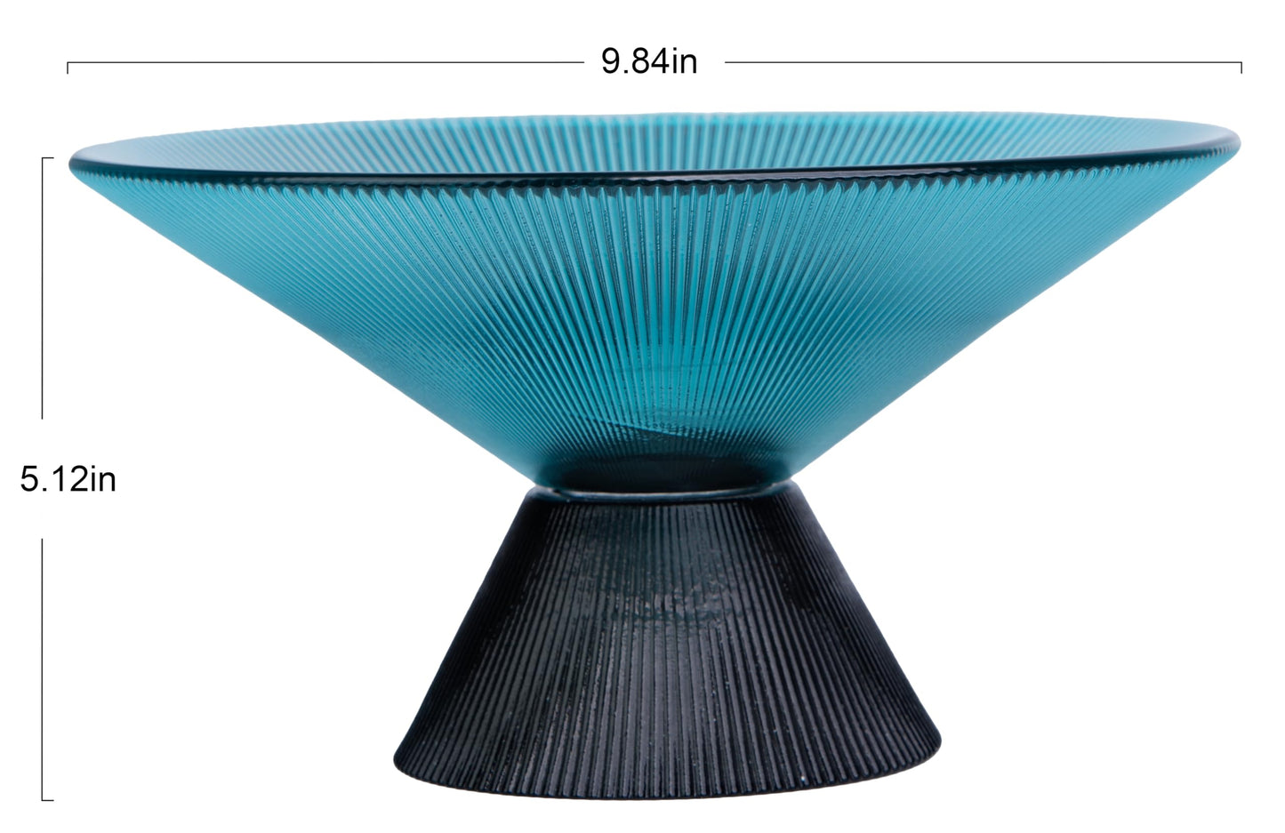 Tapered Glass Decorative Bowl (Green), 9.8 Inches Handblown Glass Bowl with Modern Two-Tone Cone Shape,Decorative Fruit Bowl for Home Decor, Table Centerpiece, Kitchen Island, and Dining Decor