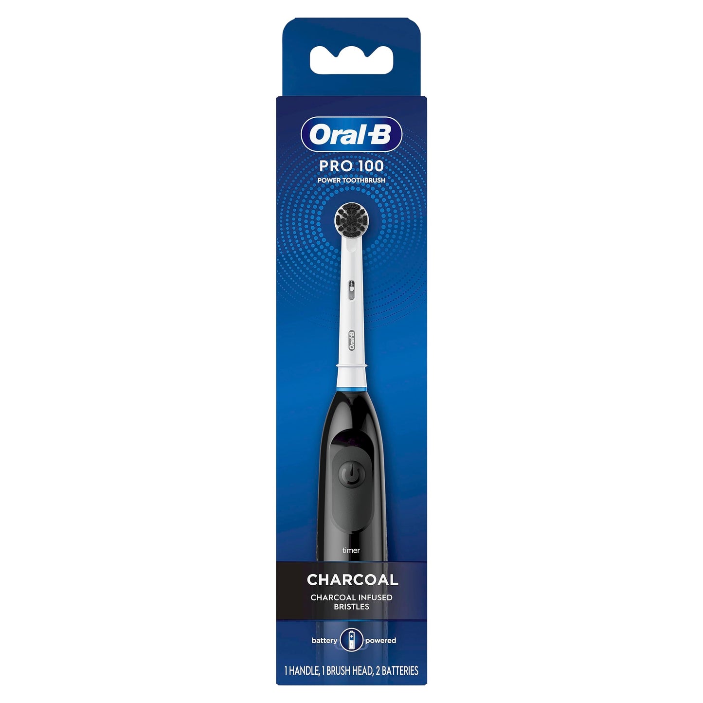 Oral-B Pro 100 Charcoal, Battery Powered Electric Toothbrush, Black