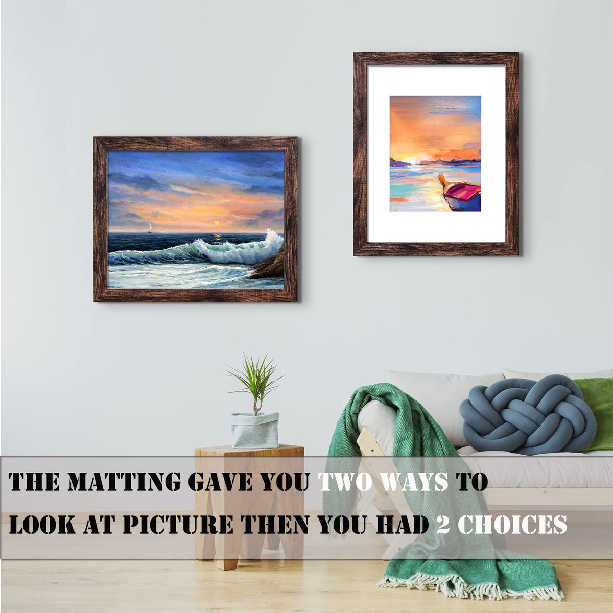 LUCKYLIFE 16x20 Frames, Picture Frames for Wall, Display Pictures 11x14 with Mat or 16x20 without Mat, Pack of 2, Rustic Brown