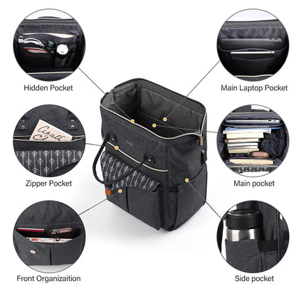 RJEU Backpack, School Backpack for Uni Leisure Job, Beautiful and Sophisticated Daypack with Laptop Compartment & Anti Theft Pocket, Waterproof Backpack Gifts for Mum Girl For Birthday, Hy58-black
