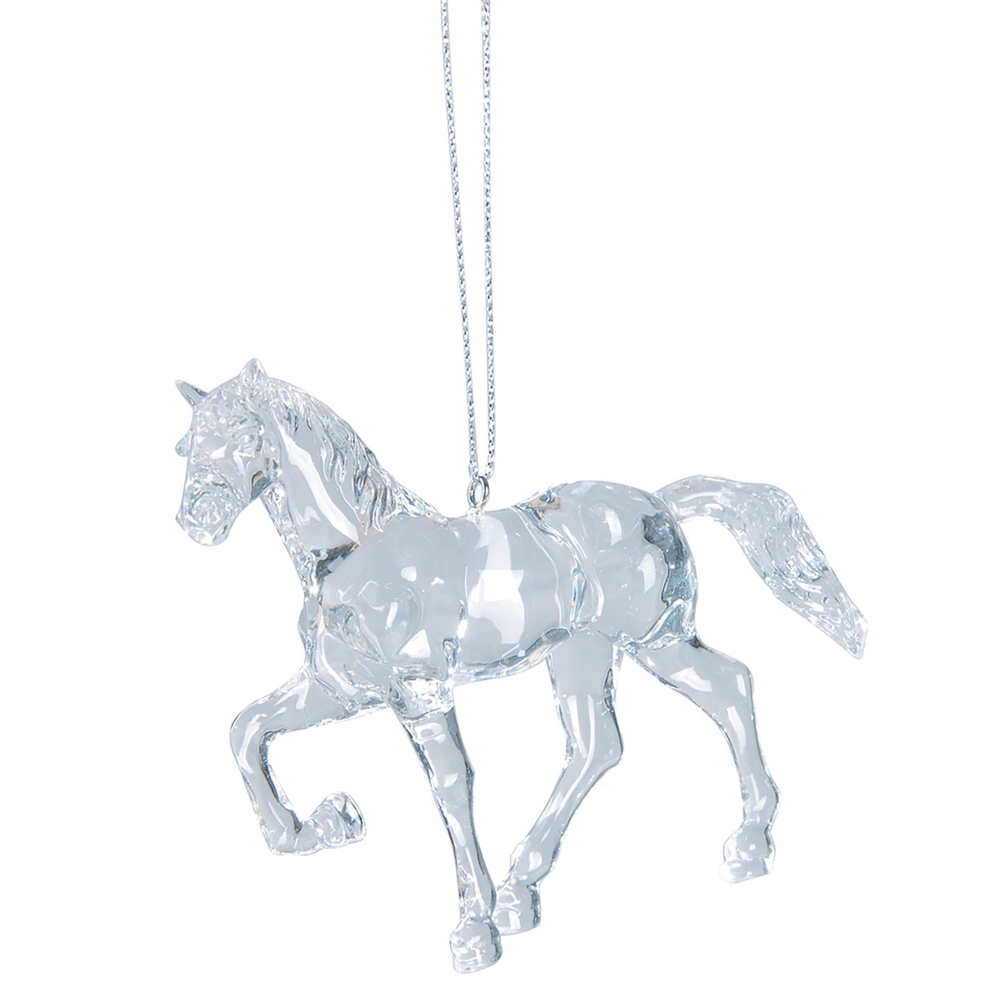 C&F Home Clear Crystal Acrylic Galloping Horse Small Christmas Tree Ornament 3.5" Xmas Festive Winter Holiday Hanging Artificial Real Tree Premium Luxury Elegant Equine Equestrian Decor Decoration