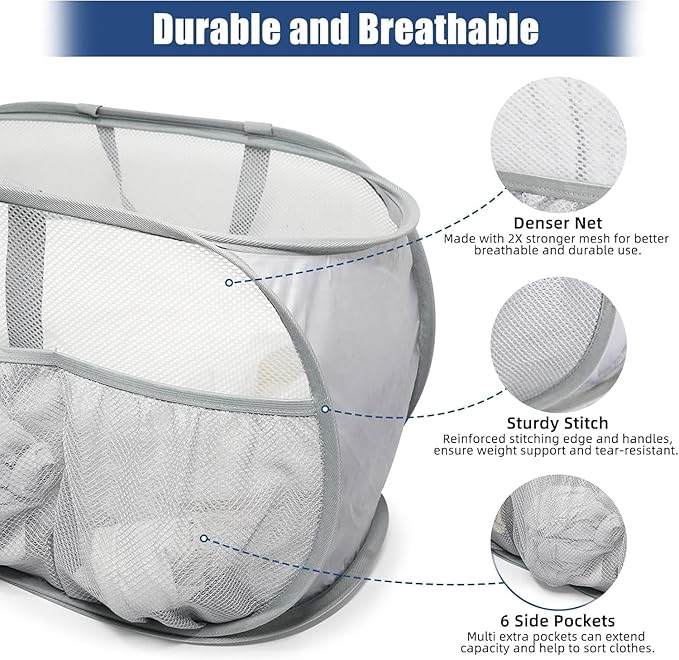 Collapsible Laundry Baskets, Upgrade Pop Up Laundry Hamper