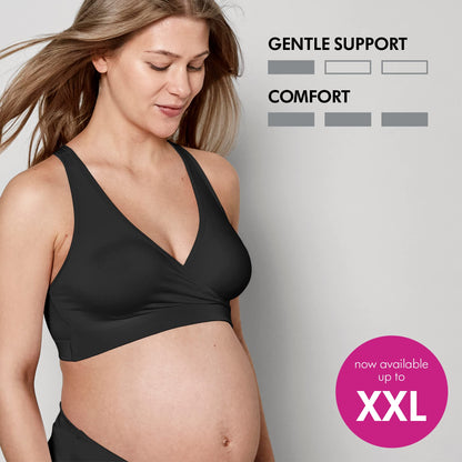 Medela Keep Cool Sleep Seamless Maternity and Nursing Bra with Full-Back Breathing Zone and Soft Touch Fabric Black