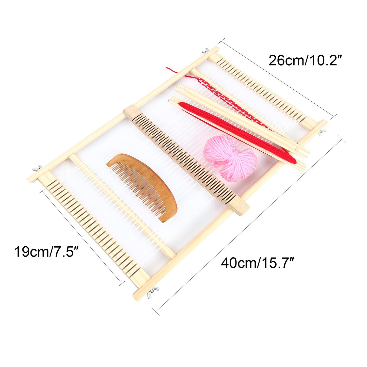 Kitchnexus Wooden Weaving Loom Kit 40 x 26 cm Multi-Craft Lap Frame Hand-Knitted Woven Set DIY for Kids Adults Beginners Children