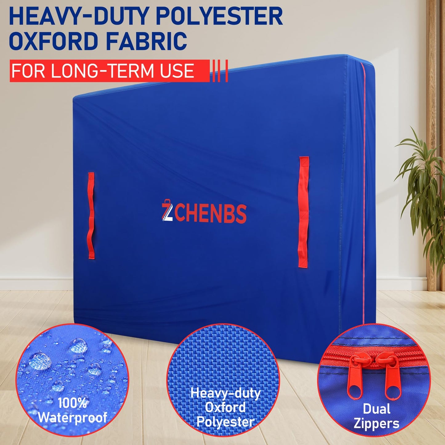 ZCHENBS Cal King Mattress Bags for Moving, Mattress Storage Bag with 12 Reinforced Handles & Strong Zipper, Heavy-Duty Waterproof Mattress Cover Bed Protector Reusable Moving Supplies, Blue