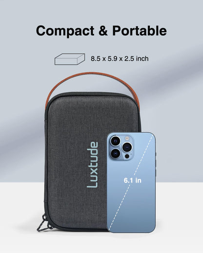 Luxtude Hard Cable Organiser Bag, Electronic Travel Case, Portable Tech Accessories Case for Charger/Mouse/Cash/Card/Apple Pen