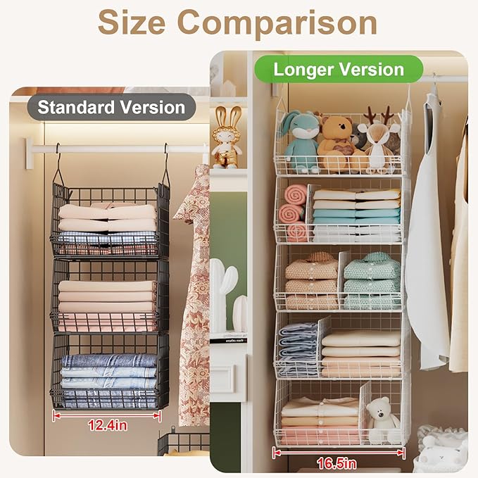 5 Tier Extra Large Closet Hanging Shelves