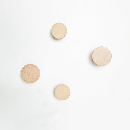 5mm Paper Solid Round Beech Wood Wall & Coat Hook, Set of 2, 2.3 inch Dia, Ideal for Entryway, Bathroom, Bedroom, or Office