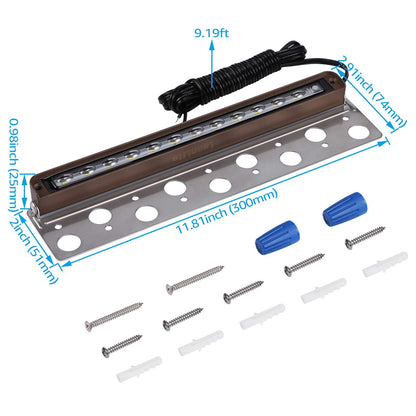 LEONLITE 8-Pack Premium Series 12 Inch Dimmable LED Hardscape Lighting 3 Way, 3W/5W/7W Retaining Wall Lights, Low Voltage Landscape Lights, 12V Paver Light, Outdoor Step Light, 5000K Daylight, ETL