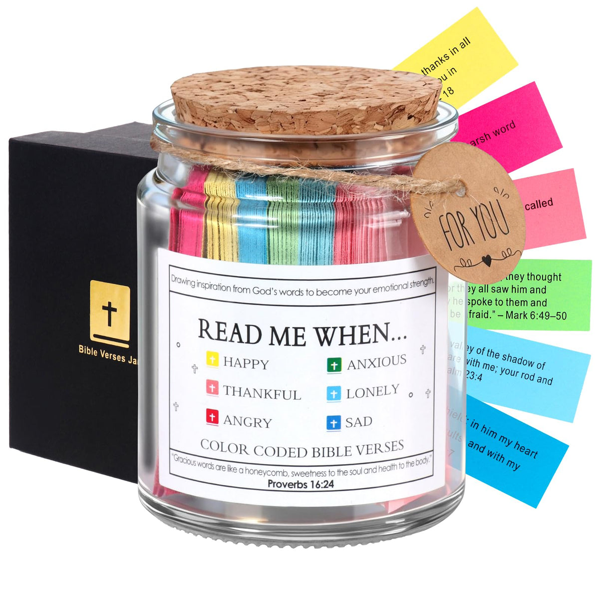 Bible Verses Jar for Daily Encouragement, Prayer & Reflection, Christian Gifts for Women, Religious Graduation, Teacher Appreciation, Birthday Inspirational Faith-Based Present, Easter Basket Stuffers