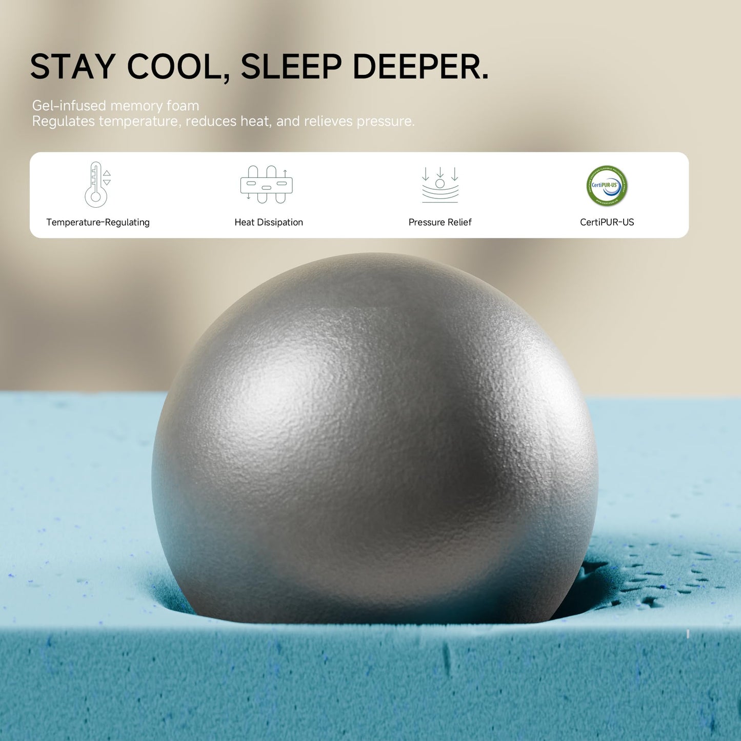 KONFEIN Twin Mattress 10-Inch for Cooler Sleep - Cooling Gel Memory Foam with Pressure Relief & Medium Firm Support, Breathable Comfort Twin Size Mattress in a Box for Kids, Adults, Guest Beds & Dorms