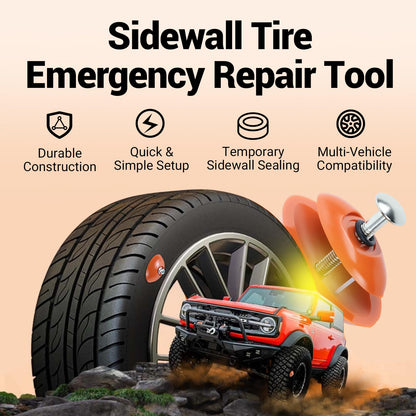 Rlcvecv 3 Pcs Sidewall Tire Repair Kit, Tire Puncture Repair Kit Portable Side Wall Slug Emergency Repairs Tool Compatible with ATV UTV SXS Lawnmower Tractor RZR Talon KRX