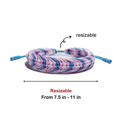 LAMIBEE Transgender Pride Bracelet, Trans Flag, LGBTQA+ Proud Love Tibetan Wrist Wrap, Surfer String Bracelet, Amulet and Boho Rope Bangles for Women Men Him Her (Transgender)