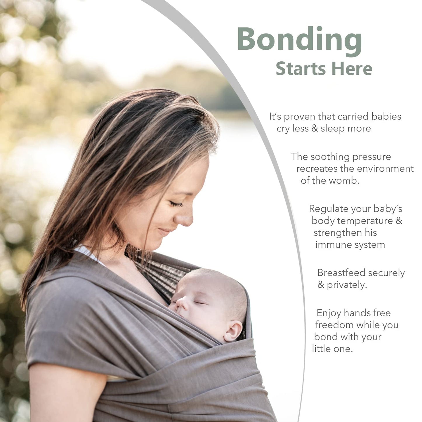 Baby Sling Wrap with Large Front Pocket - Naturally Soft Baby Wrap Carrier - Cotton Baby Sling Carrier From Birth - Baby Sling Newborn to Toddler Carrier - The Pocket Wrap™ by Trekki (Earth)