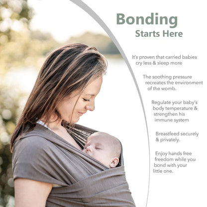 Baby Sling Wrap with Large Front Pocket - Naturally Soft Baby Wrap Carrier - Cotton Baby Sling Carrier From Birth - Baby Sling Newborn to Toddler Carrier - The Pocket Wrap™ by Trekki (Earth)