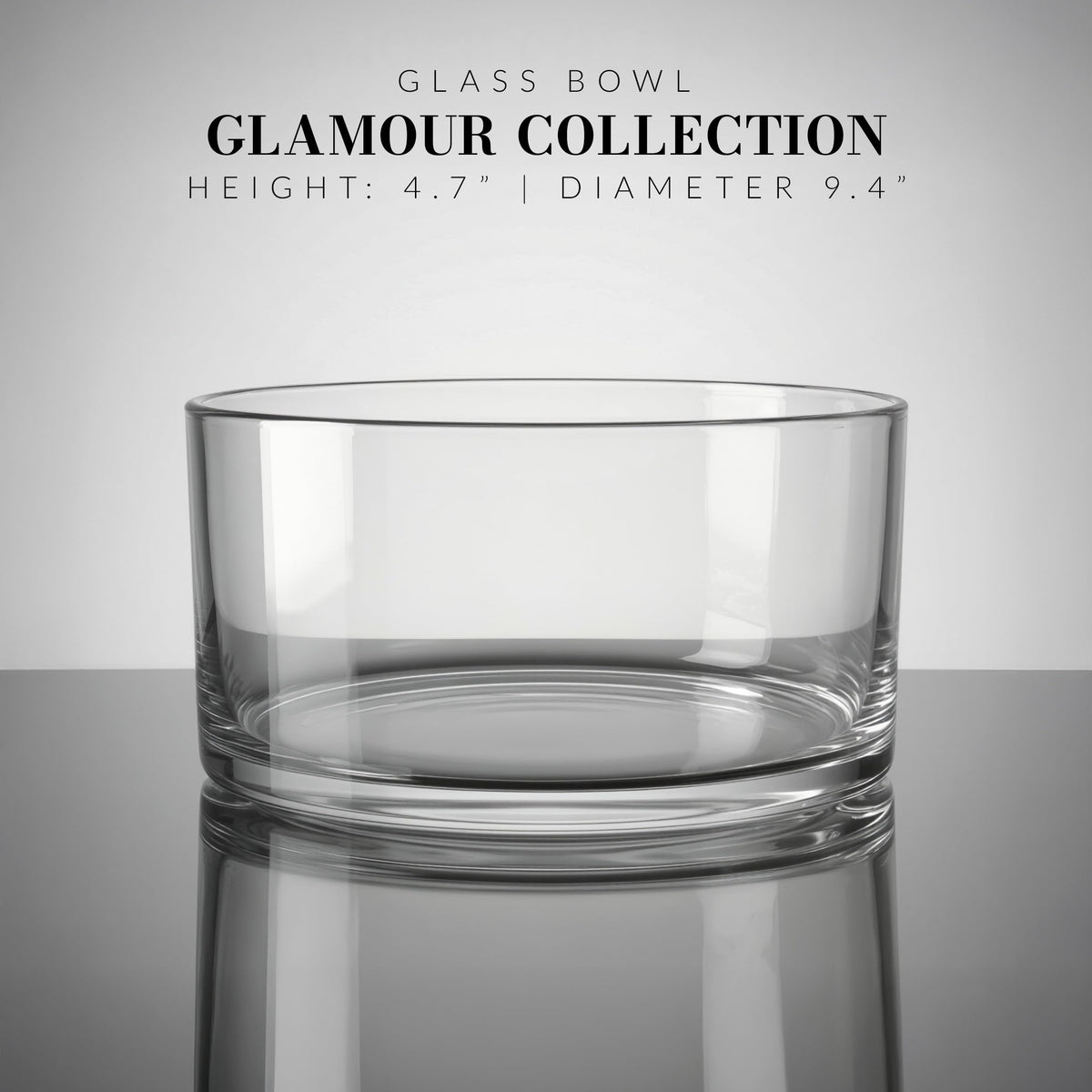 Krosno Decorative & Salad, Fruit Glass Bowl, 9.4", Glamour Collection, Mixing and Serving, Home Restaurants Parties, Fridge Safe, Candle Decoration, Made in Europe