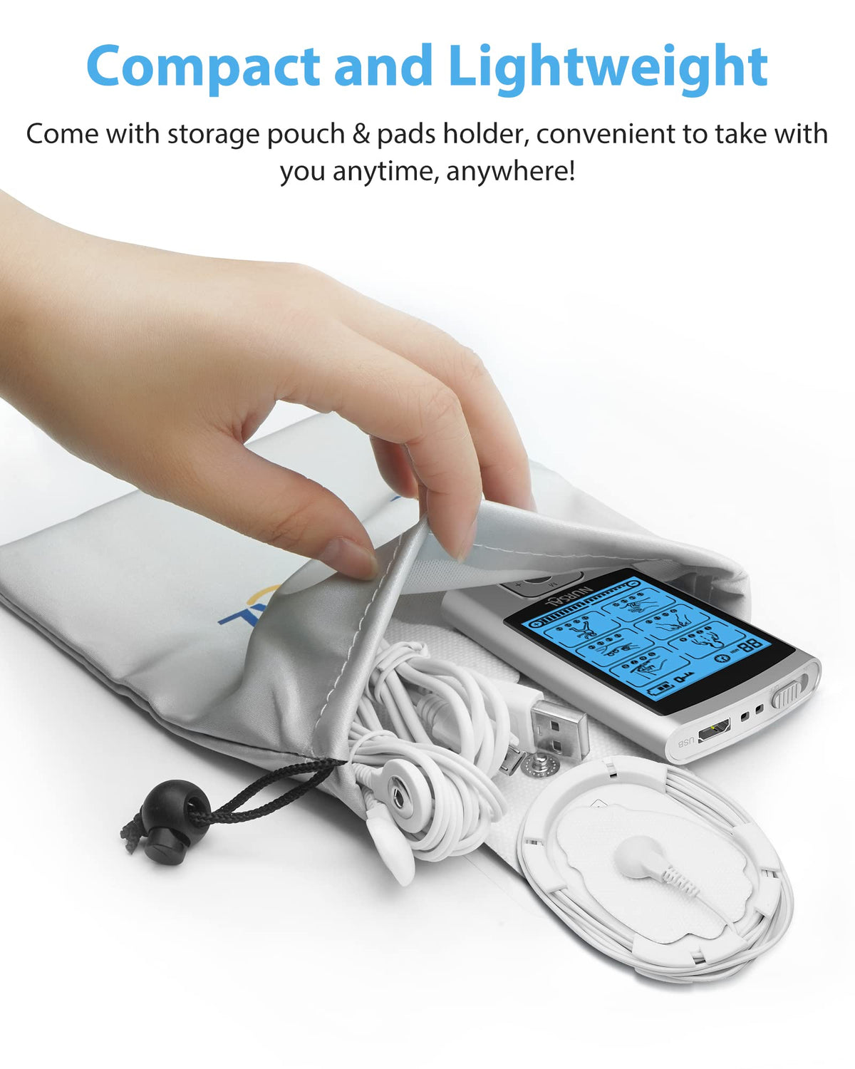 NURSAL 24 Modes TENS Unit Muscle Stimulator with Continuous Stimulation, Rechargeable Electronic Pulse Massager with 8 Pads for Back and Shoulder Pain Relief and Muscle Strength