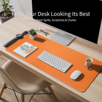 PROMATTOO Oversized Non-Slip Desk Pad Protector with Premium Gift Box – Vegan Leather Waterproof Laptop Mat for Keyboard & Mouse, Grips Desk Firmly – Large Office Pad – Sunset Orange