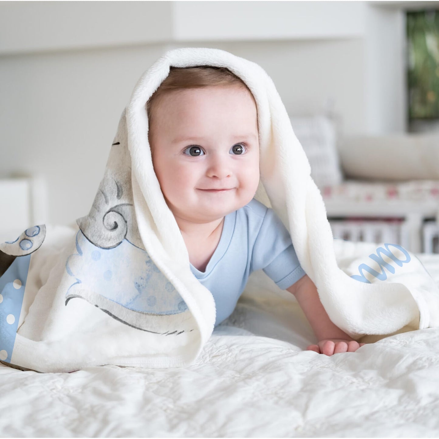 MAIWELL Personalized Baby Blankets for Boys Girls, Custom Elephant Kids Blanket with Name, Newborn Blanket, Receiving Blankets for Customized Baby Shower Christmas Birthday Gifts
