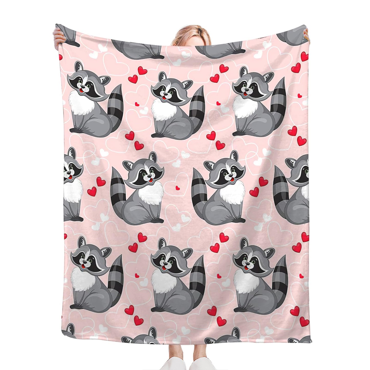Tijuboni Pink Raccoon Throw Blanket Raccoon Gifts for Girls Boys Women Men Kids Adults Soft Flannel Fleece Blanket for Couch Sofa Bed Home Decor 40"x50"