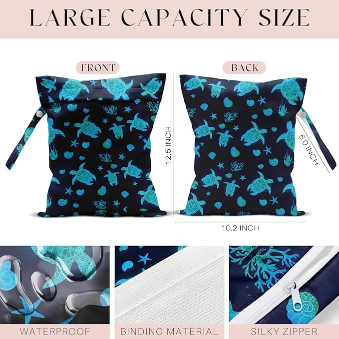 Waterproof Wet Bag for Swimsuit, Travel Beach Wet Dry Bag, Hidden Zipper