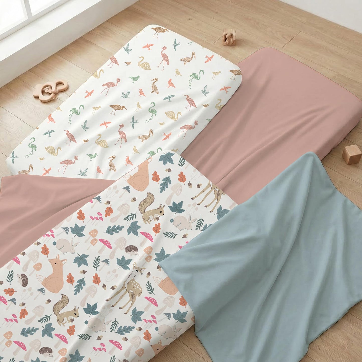 Bimocosy Crib Sheets 4 Pack, Baby Crib Sheets Fitted for Boys and Girls Breathable & Snug Fit, Soft Toddler Bed Sheets for Standard Crib Mattress Nursery Daycare Essentials, Forest Friends