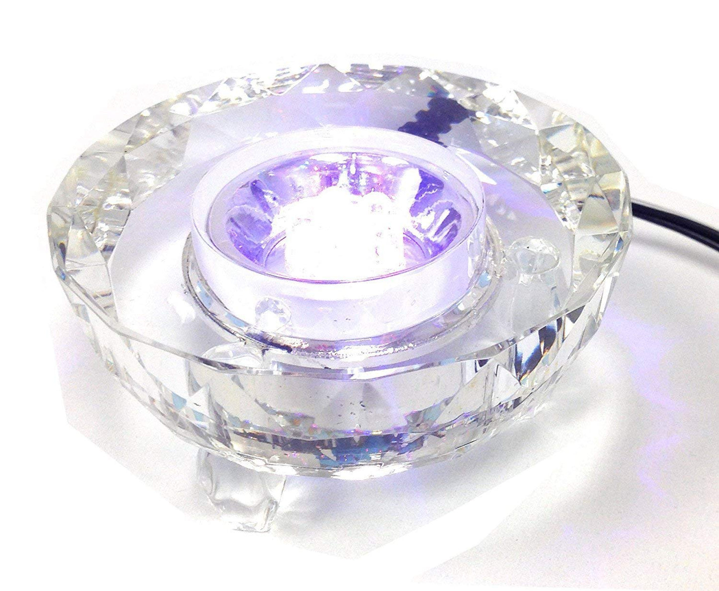 Amlong Crystal 7 LED Colored Lights Illuminated Round Crystal Display Stand